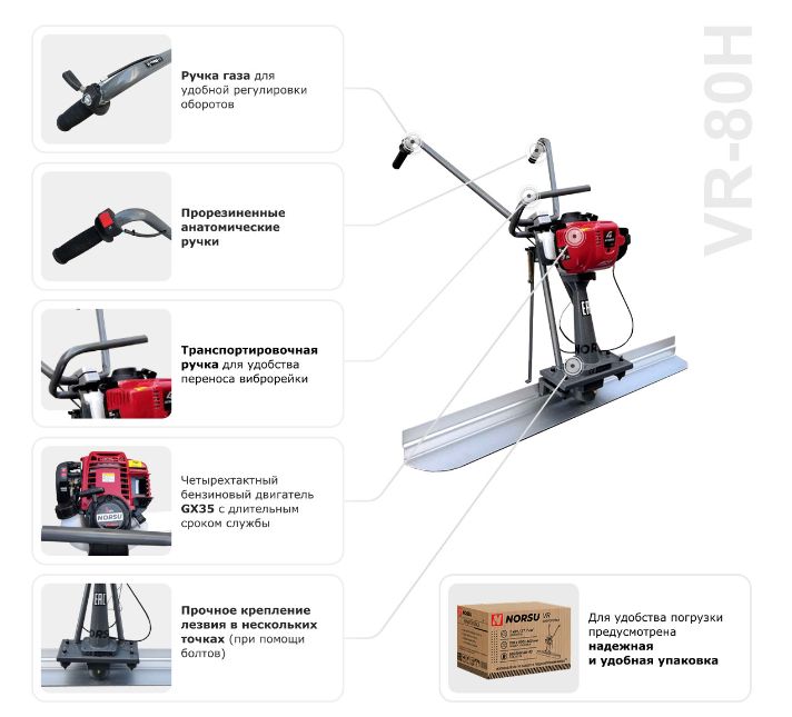 Виброрейка бензиновая NORSU VR-80H