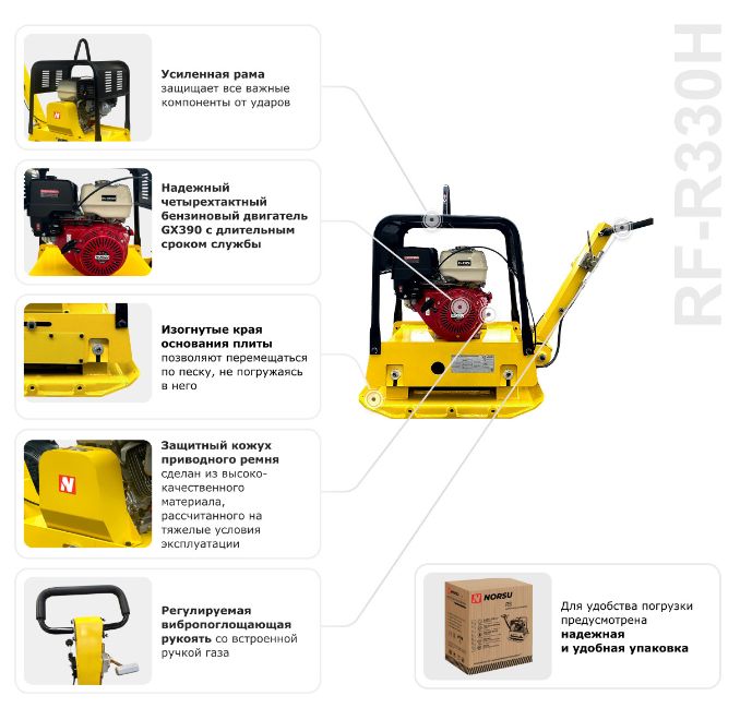 Виброплита бензиновая NORSU RF-R330H (237кг)