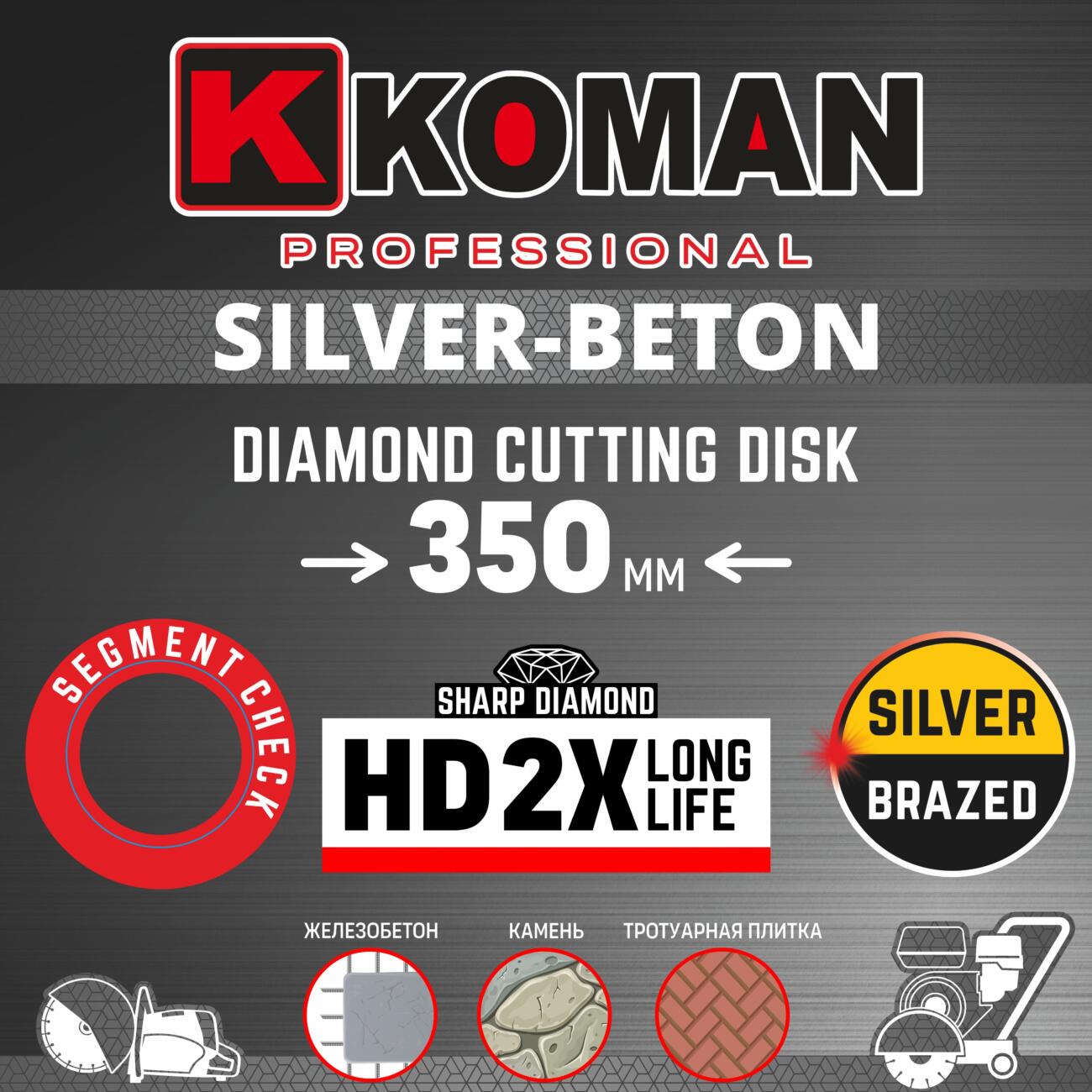 Диск алмазный KOMAN 350мм бетон