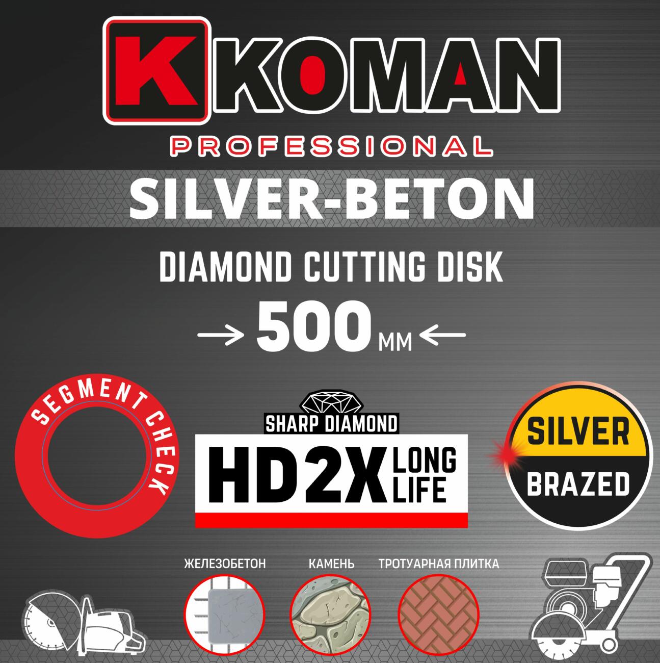Диск алмазный KOMAN 500мм бетон