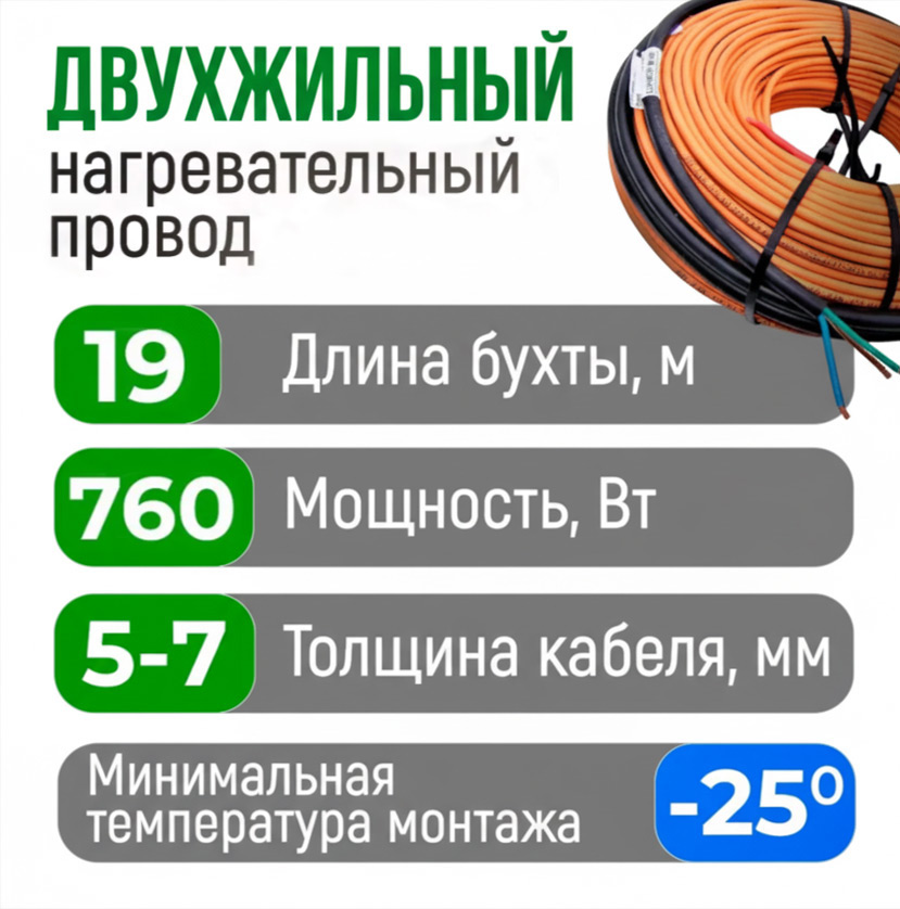 Кабель для прогрева бетона КС (Б) 40-19