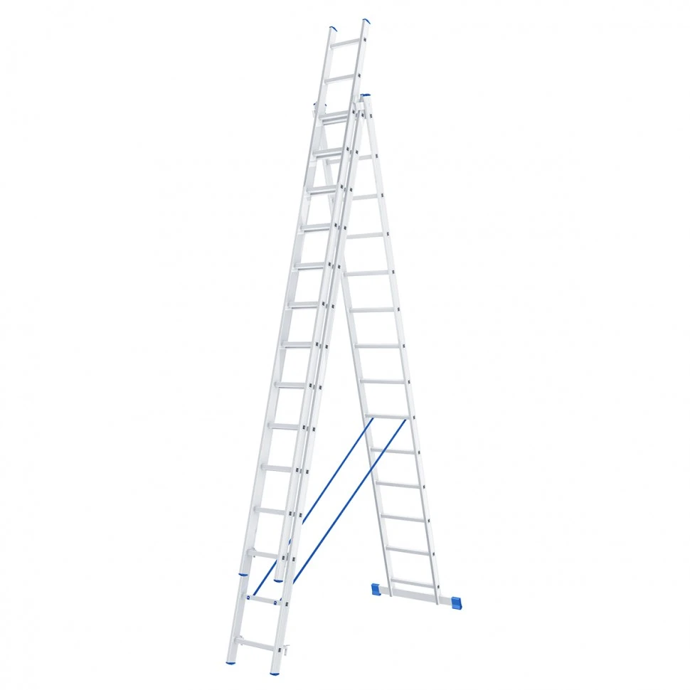 Лестница, 3 х 14 ступеней, алюминиевая, трехсекционная, Россия, Сибртех