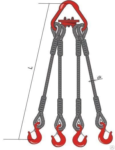 Стропа канатная четырехветвевая (максимум) 25 тонн 4СК-25.0